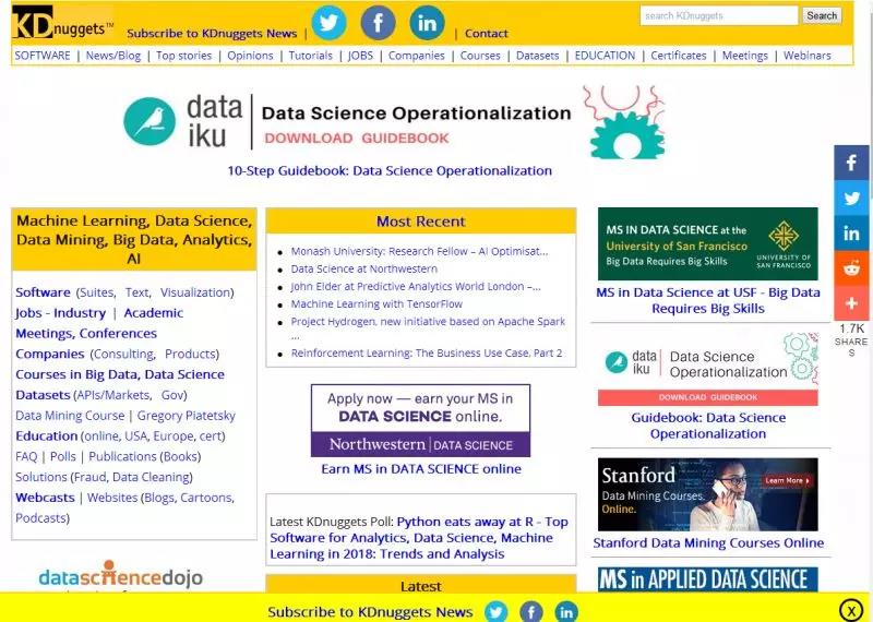 大(dà)數(shù)據和(hé)AI領域不可(kě)錯過的10大(dà)網站(zhàn)